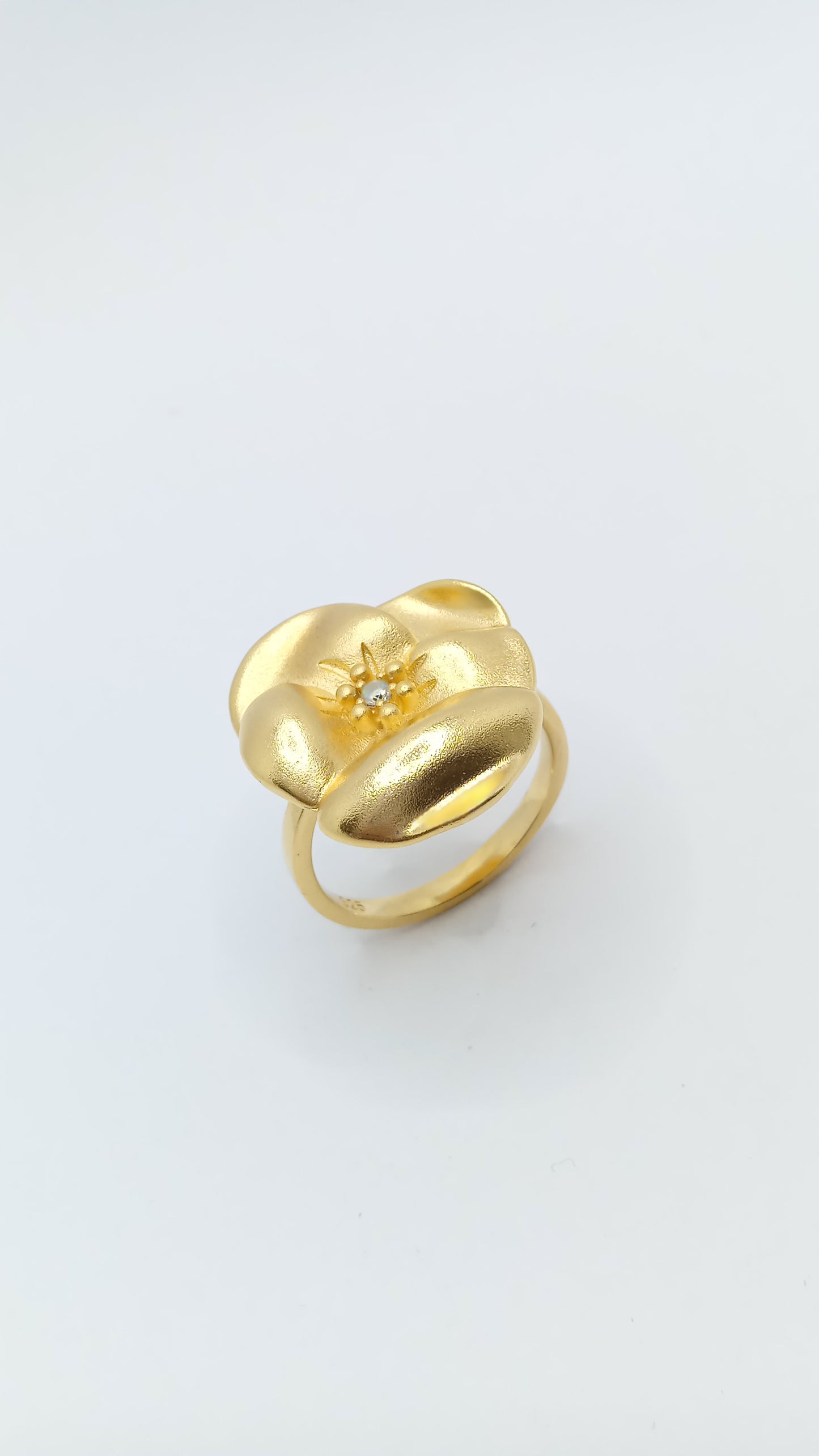 Anel For com Cristal Branco em Prata e Ouro
