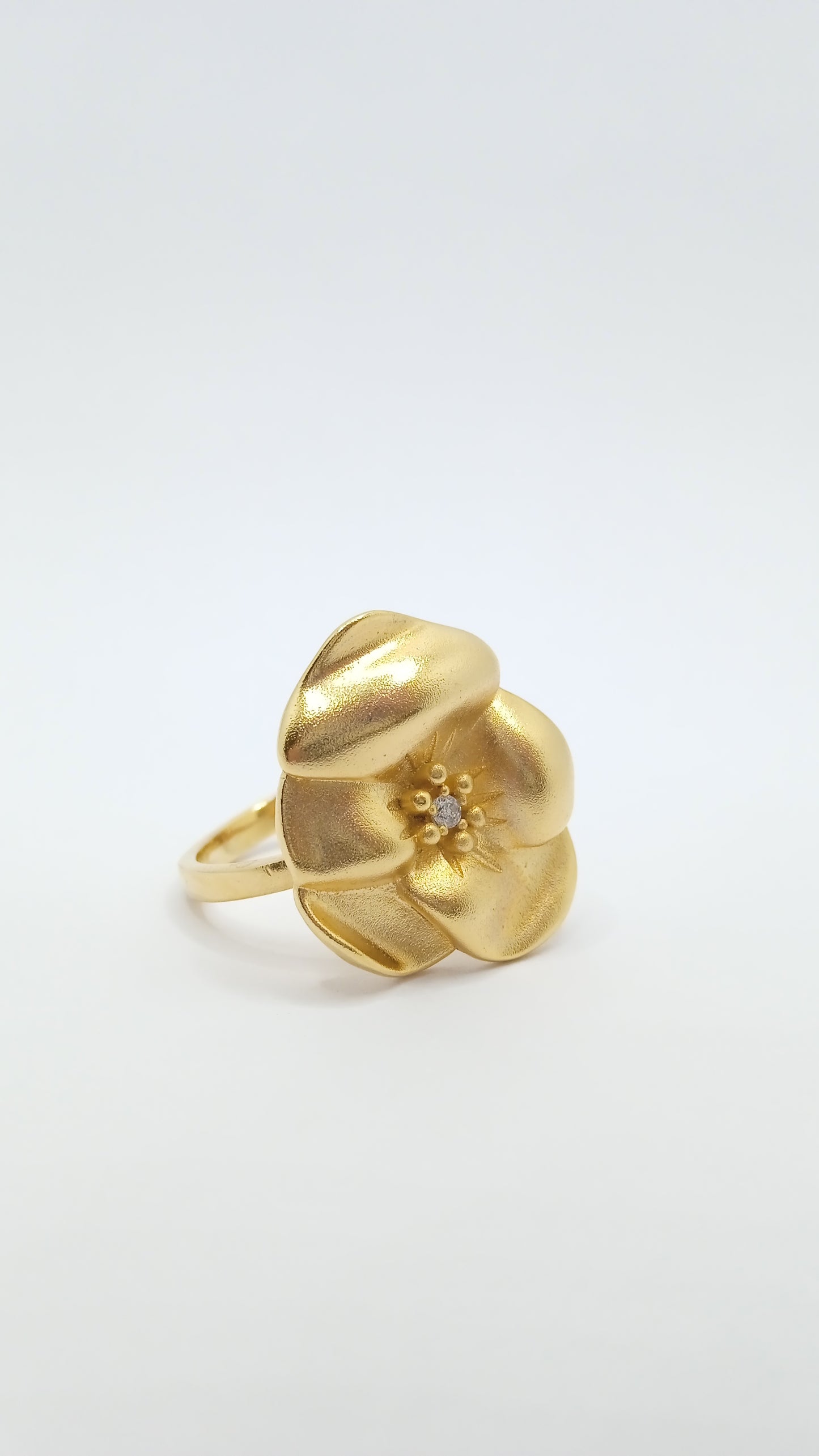 Anel For com Cristal Branco em Prata e Ouro