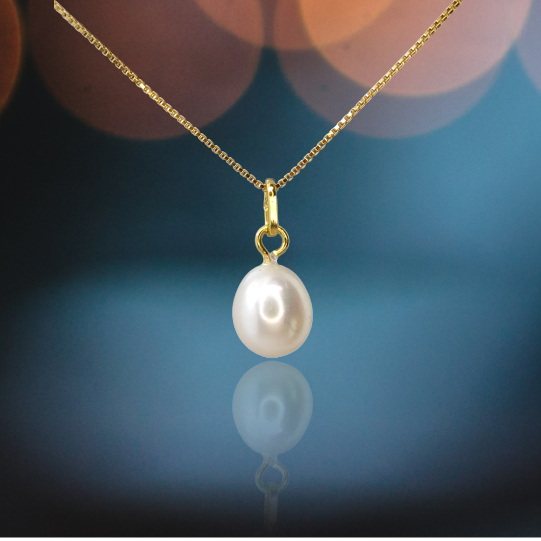 Conjunto de Pérola em Prata e Ouro