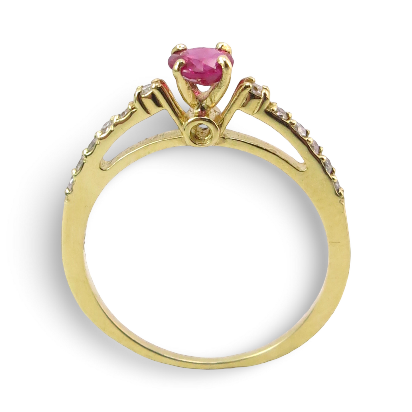 Anel de Rubi e Diamantes em Ouro Amarelo