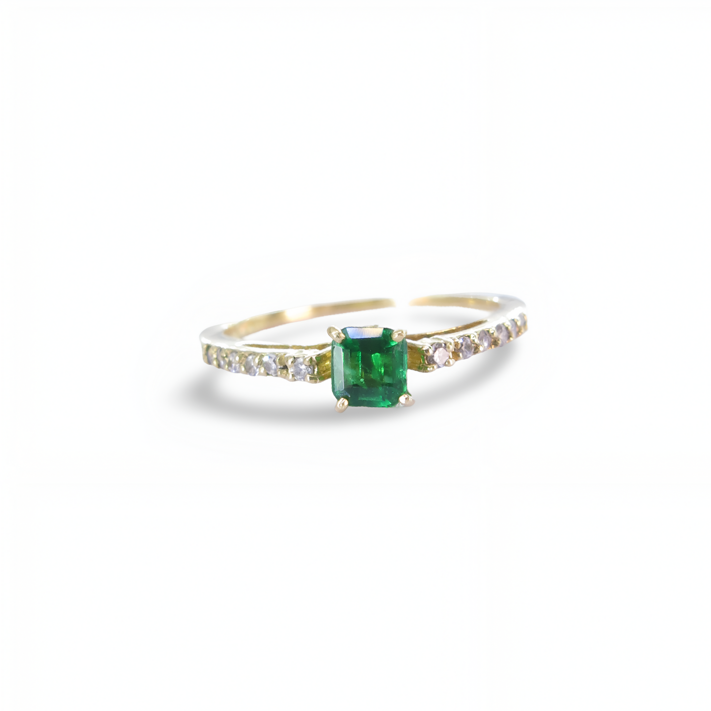 Anel de Esmeralda e Diamantes em Ouro Amarelo ou Branco