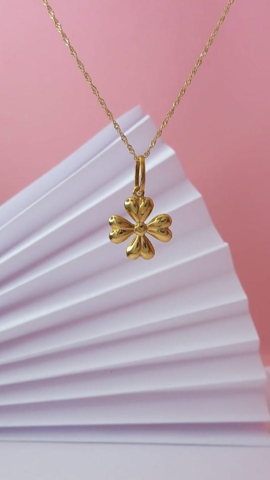 Pingente Trevo de Quatro Folhas em Ouro 18k