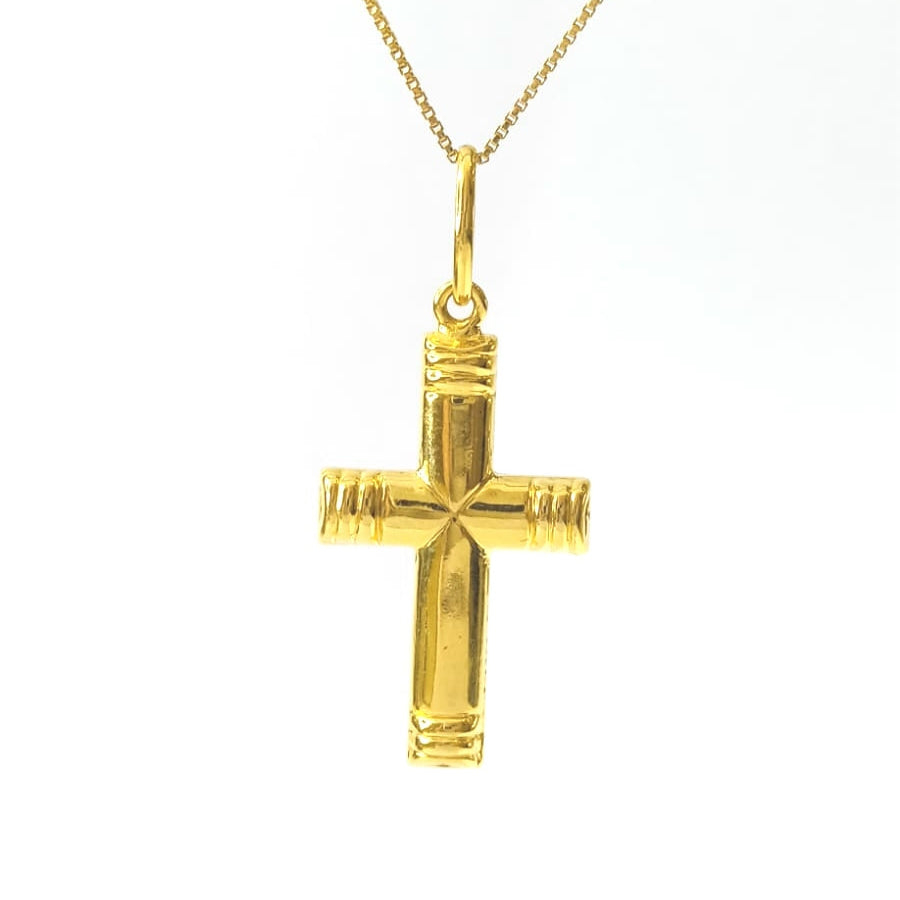 Pingente Cruz em Prata e Ouro