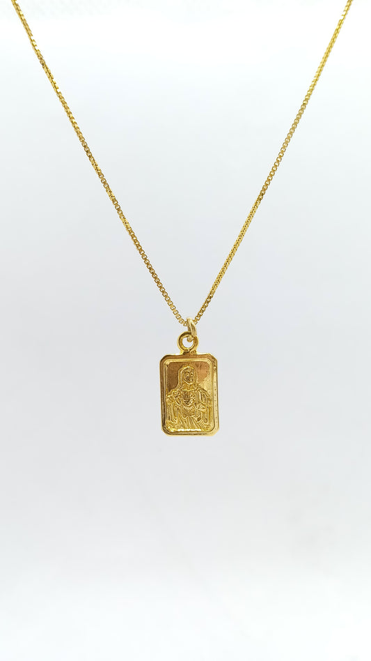 Gargantilha com Medalha de Jesus Cristo em Prata e Ouro