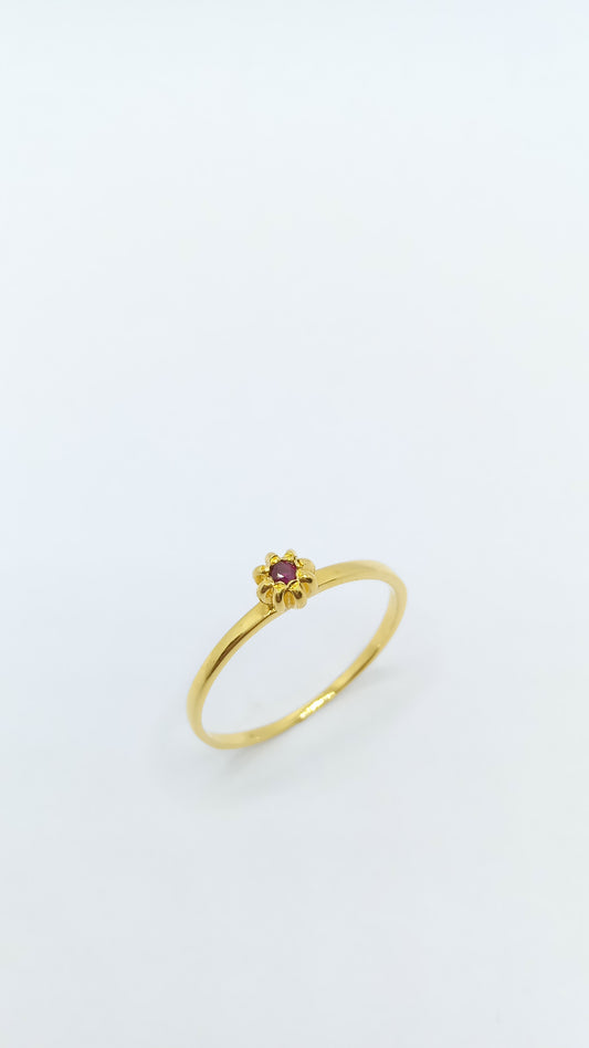 Anel em Prata 925 com banho em Ouro Amarelo e Cristal Colorido