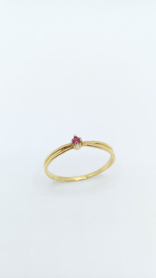 Anel em Prata com banho em Ouro Amarelo e Cristal Colorido