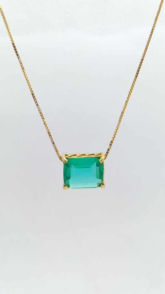 Gargantilha em Prata com Banho de Ouro Amarelo e Cristal Colorido