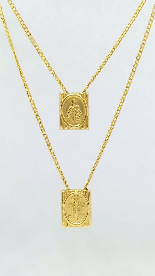Escapulário em Prata com Banho de Ouro Amarelo