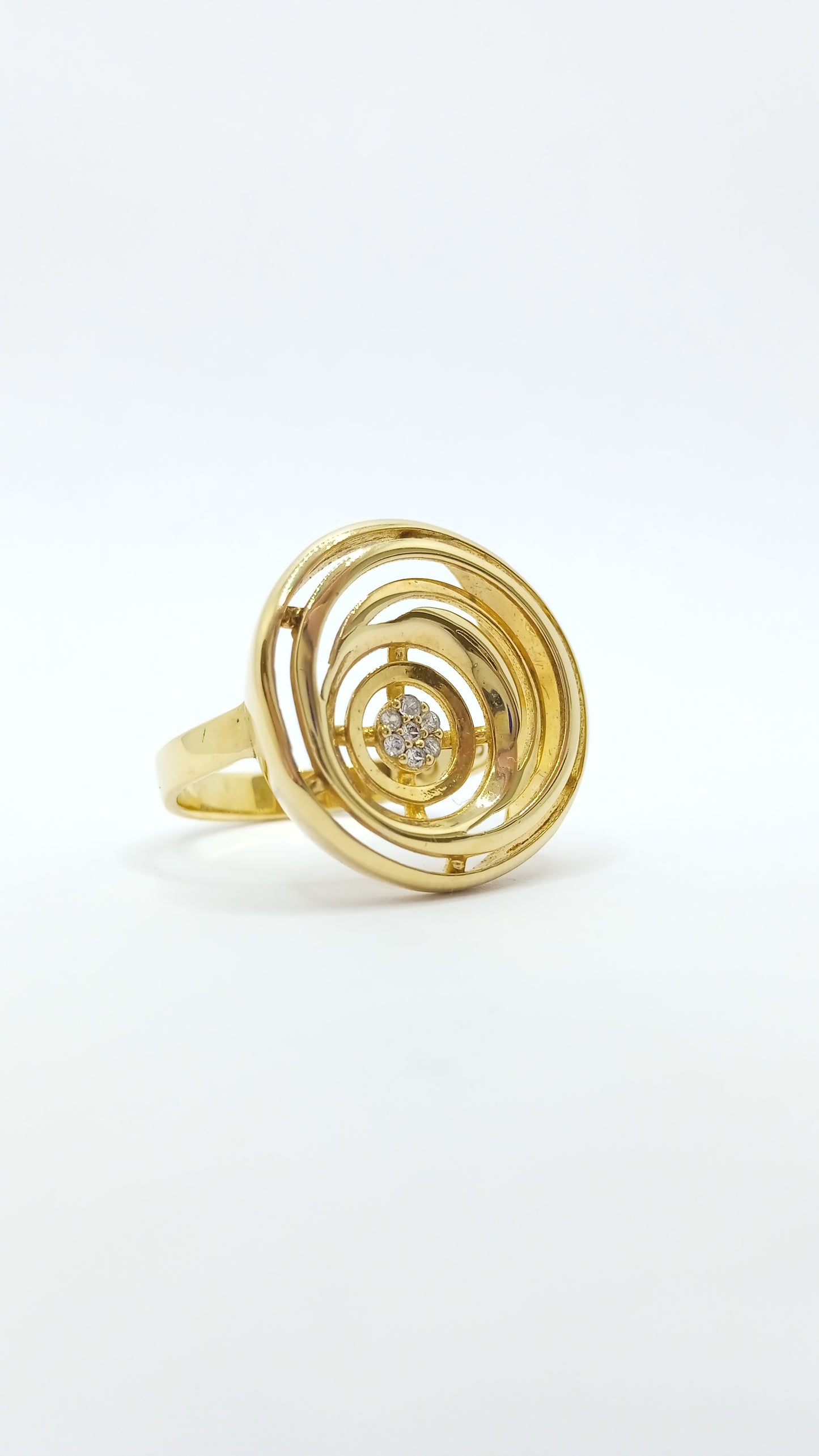 Anel Espiral em Prata e Ouro