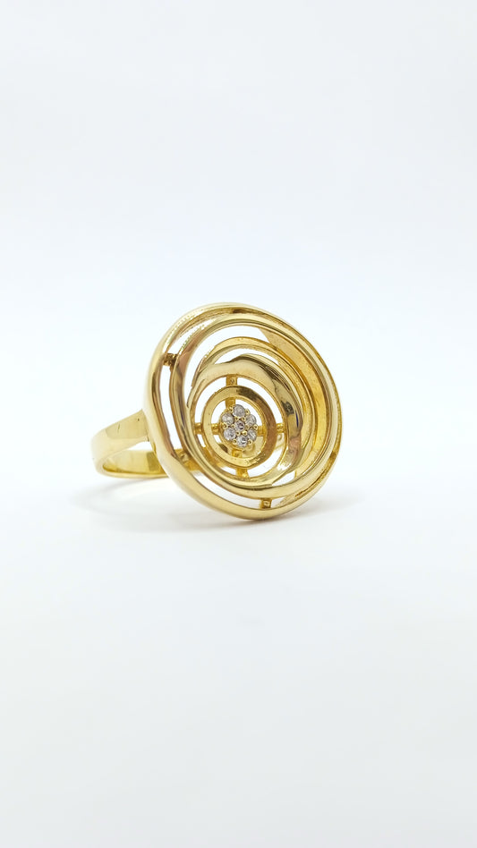 Anel Espiral em Prata e Ouro
