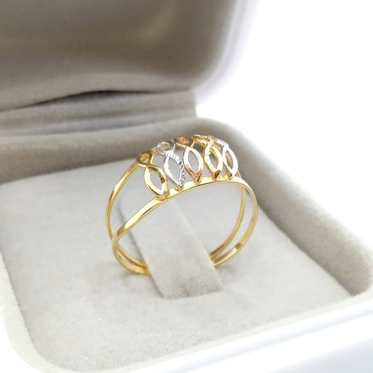Anel em Ouro Branco, Vermelho e Amarelo 18k