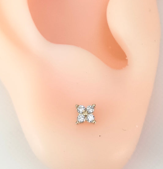 Brinco Baby Ouro 18k com Cristais Brancos