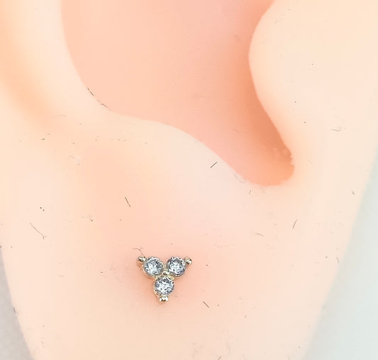 Brinco Baby Ouro 18k com Cristais Brancos