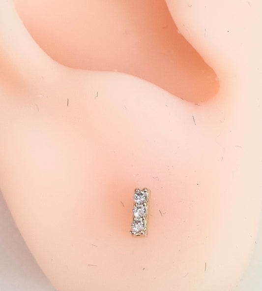 Brinco Baby com Cristais Brancos em Ouro 18k