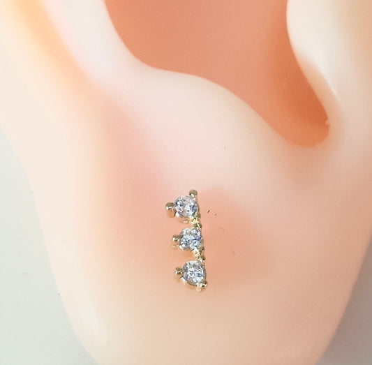 Brinco Baby em Ouro 18k com Cristais Brancos