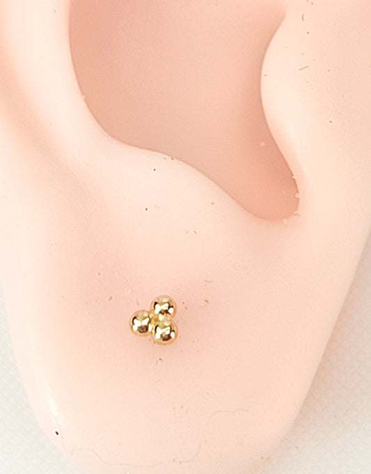 Brinco Baby em Ouro 18k - Três Bolinhas
