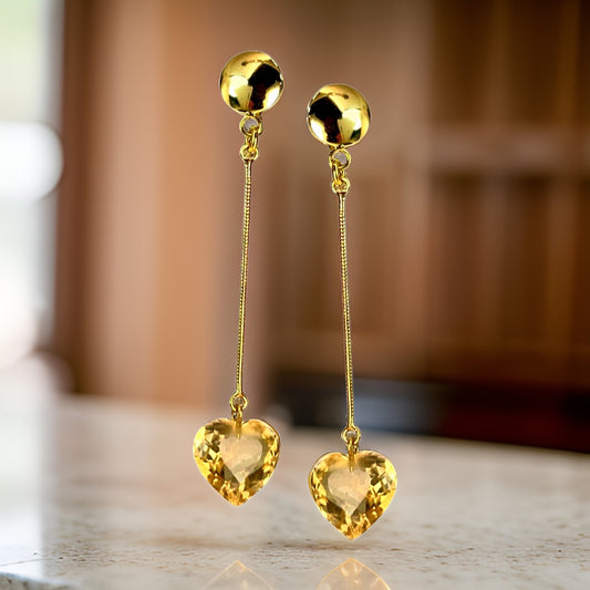 Conjunto Colar e Brincos com Citrino em Prata e Ouro