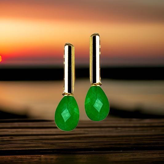 Conjunto com Ametistas Verdes em Prata e Ouro