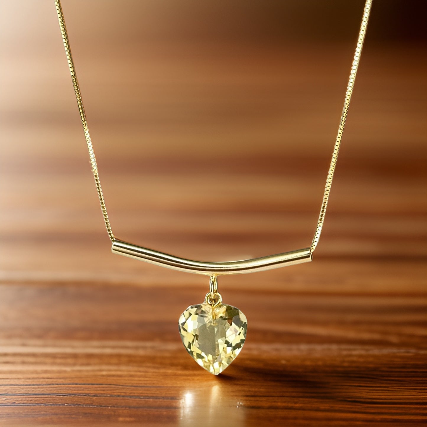Conjunto Colar e Brincos com Citrino em Prata e Ouro