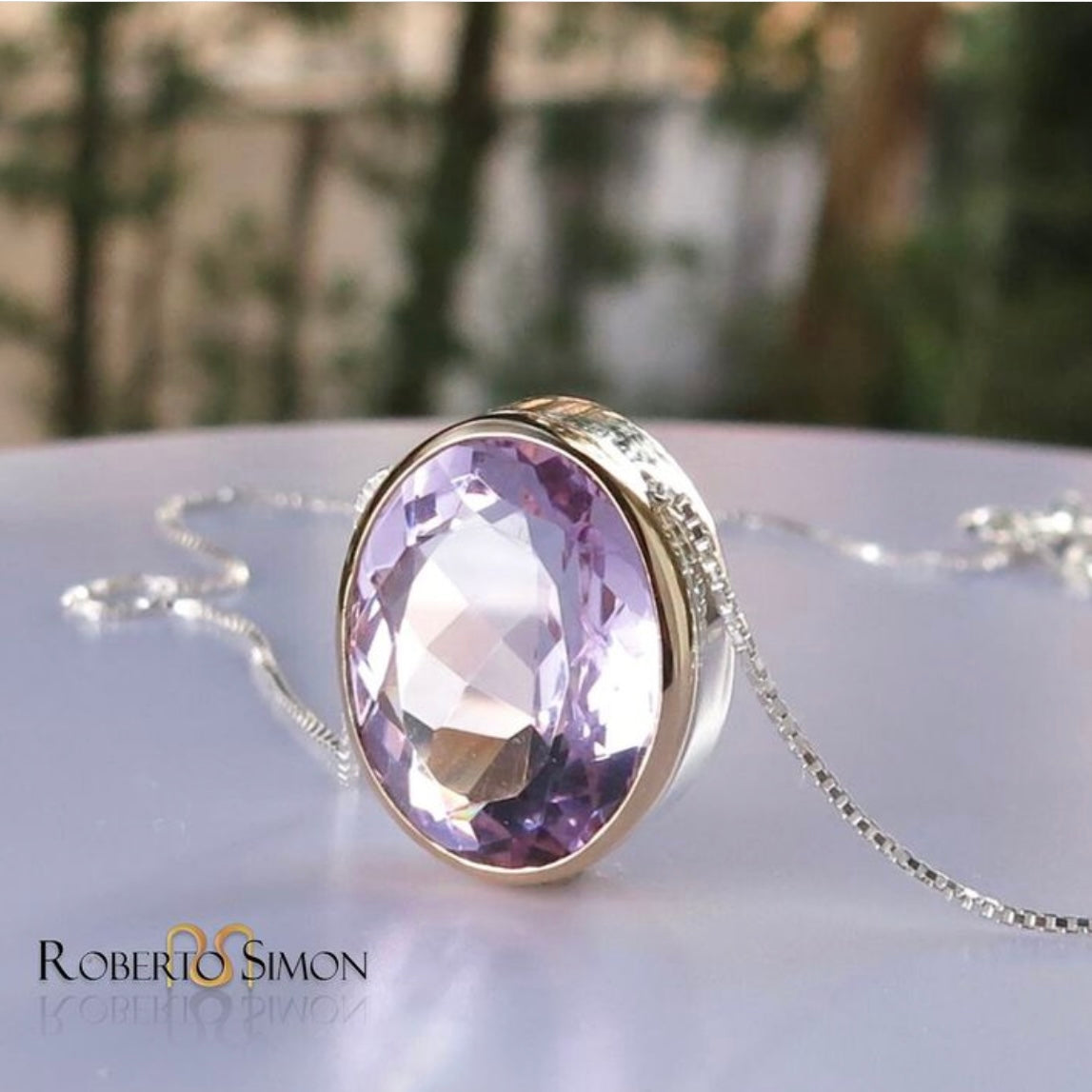 Gargantilha com Cristal Rose de France em Prata e Ouro