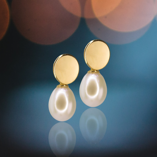 Conjunto de Pérolas em Prata e Ouro