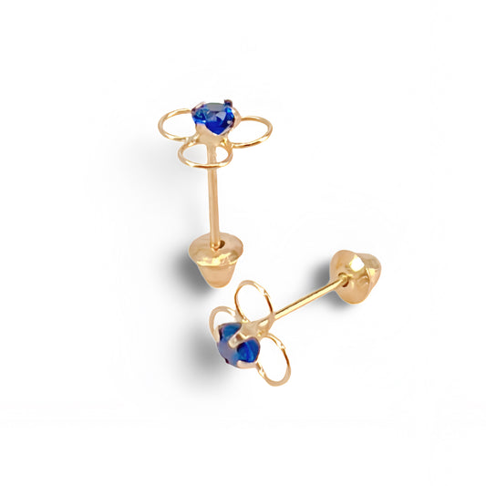 Brincos Press-Baby Flor com Cristal em Ouro Amarelo