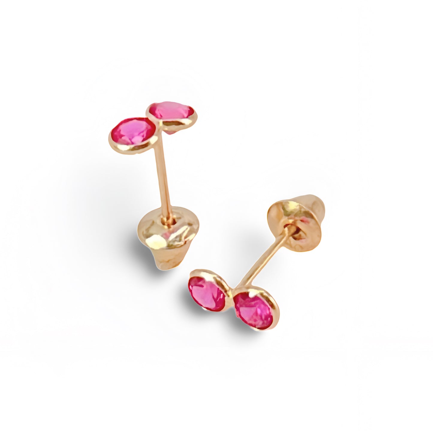 Brincos Press-Baby com Cristais Coloridos em Ouro Amarelo