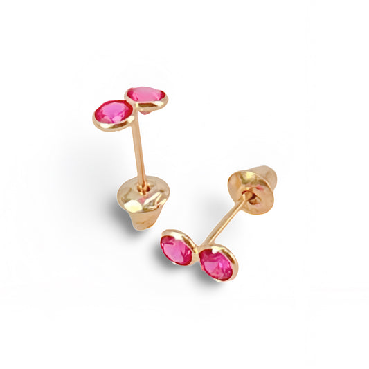 Brincos Press-Baby com Cristais Coloridos em Ouro Amarelo