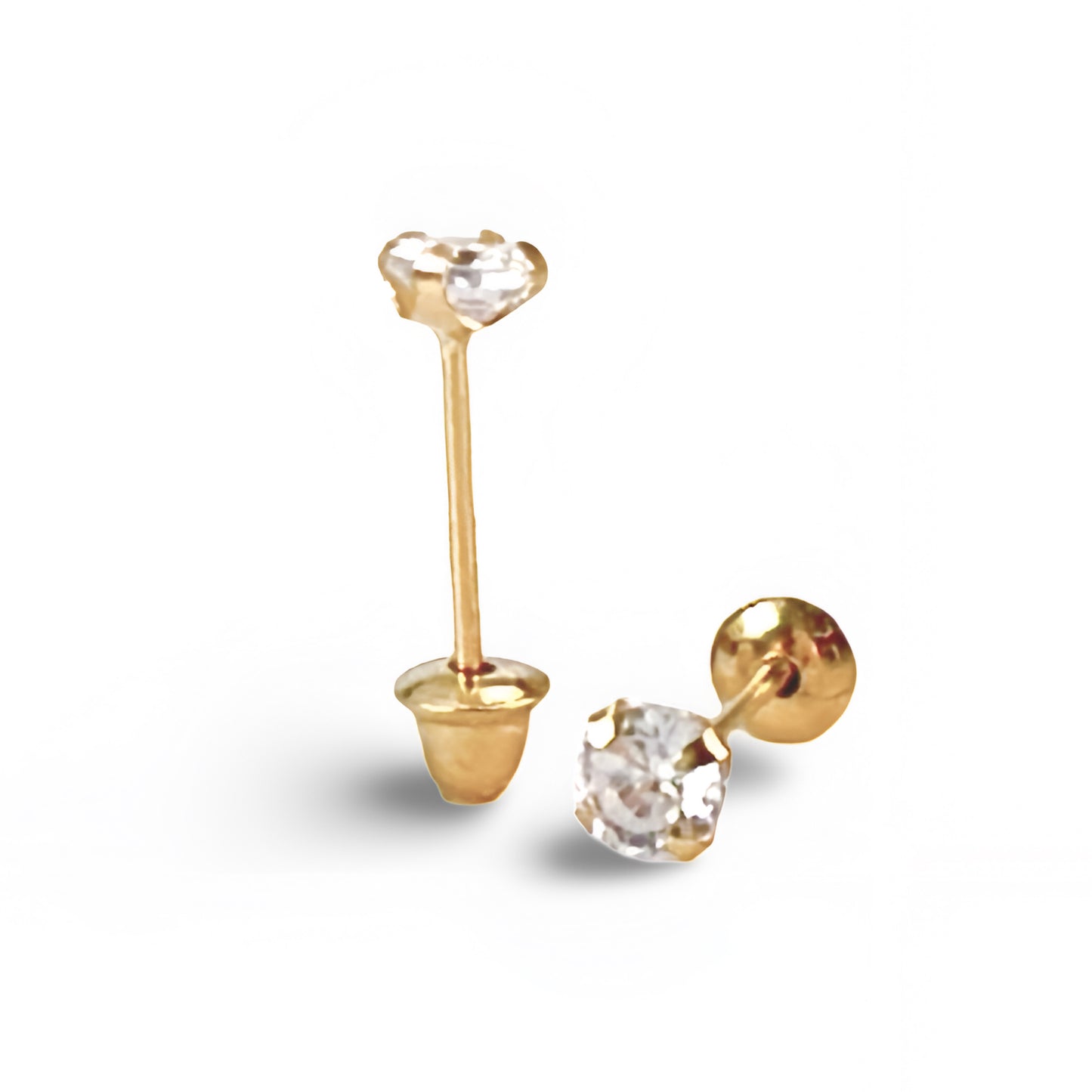 Brincos Press-Baby com Cristal Colorido em Ouro Amarelo