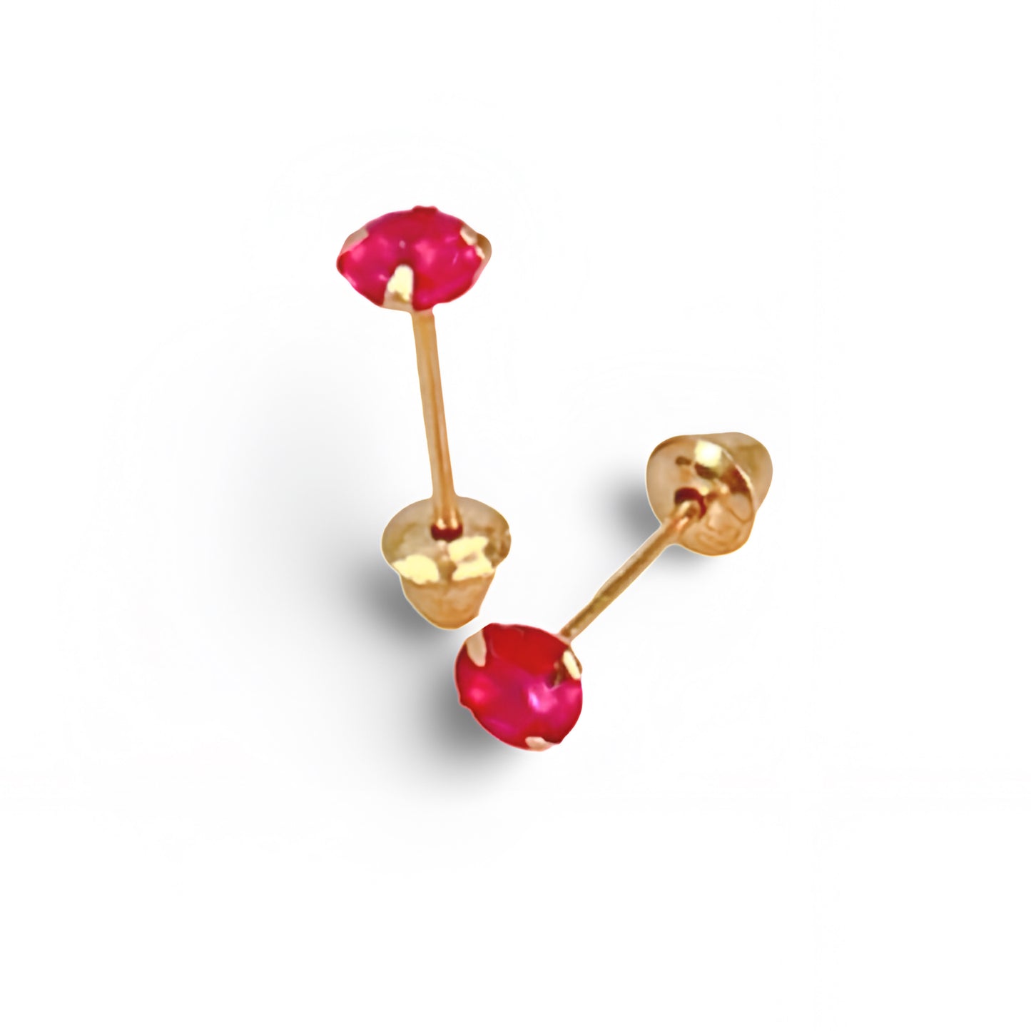 Brincos Press-Baby com Cristal Colorido em Ouro Amarelo