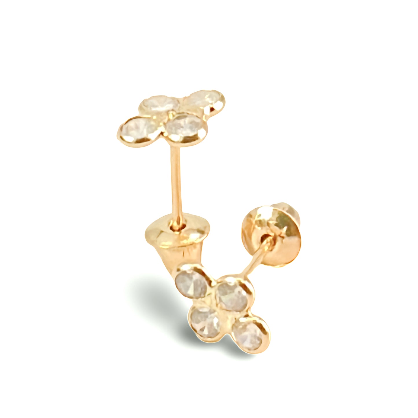 Brincos Press-Baby com Cristais em Ouro Amarelo