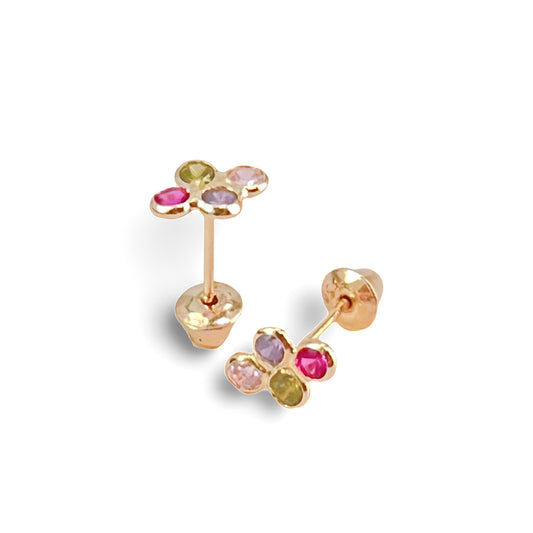 Brincos Press-Baby com Cristais em Ouro Amarelo