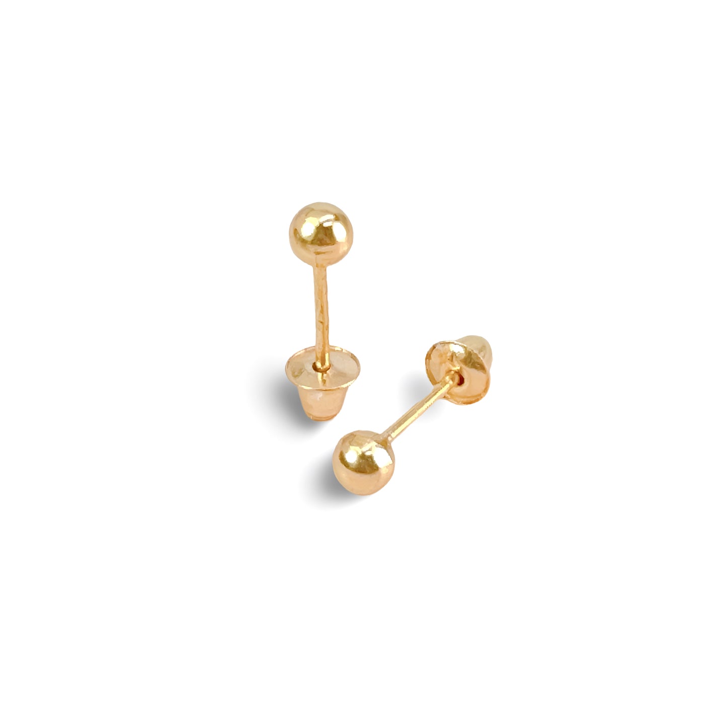 Brincos Press-Baby de Bolinha em Ouro Amarelo