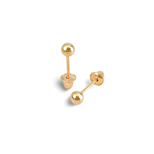 Brincos Press-Baby de Bolinha em Ouro Amarelo