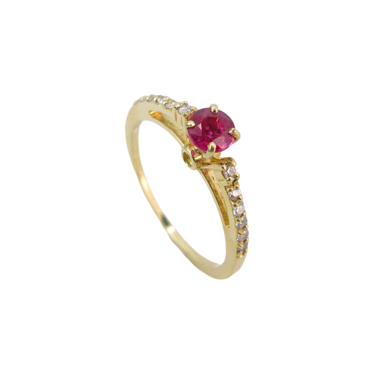 Anel de Rubi e Diamantes em Ouro Amarelo