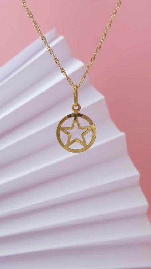 Pingente  Estrela de Davi em Ouro 18k