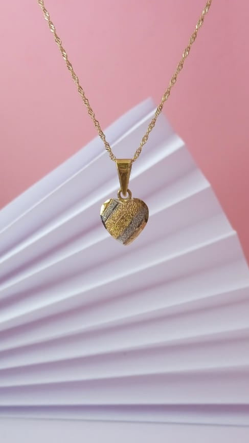 Pingente Coração em Ouro Amarelo e Branco 18k