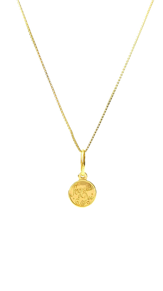 Gargantilha Agnus Dei em Prata e Ouro