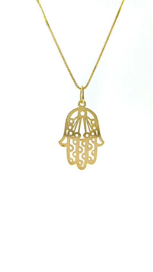 Gargantilha Hamsa em Prata e Ouro