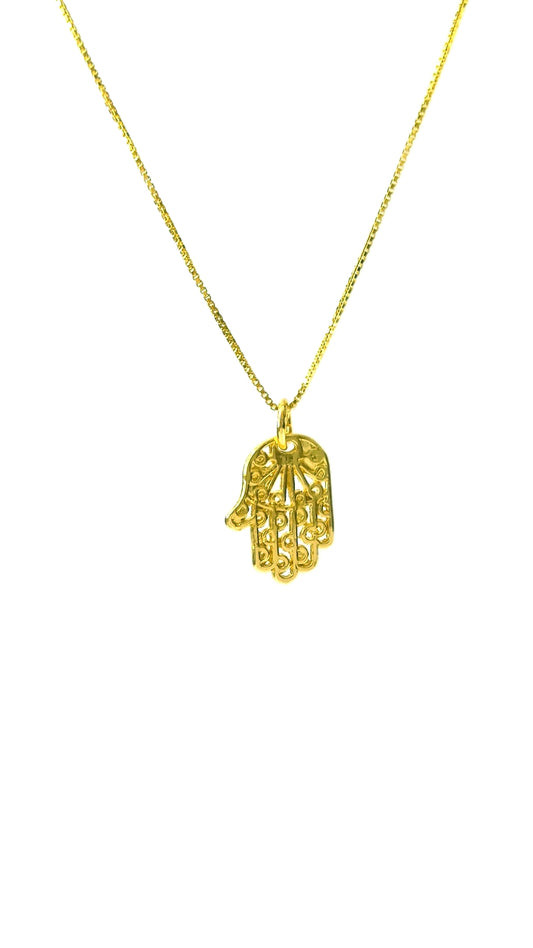 Gargantilha Hamsa em Prata e Ouro