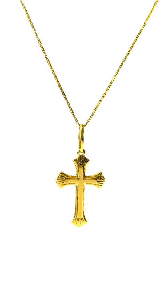 Gargantilha Cruz em Prata e Ouro