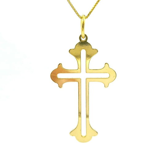 Pingente Cruz em Prata e Ouro