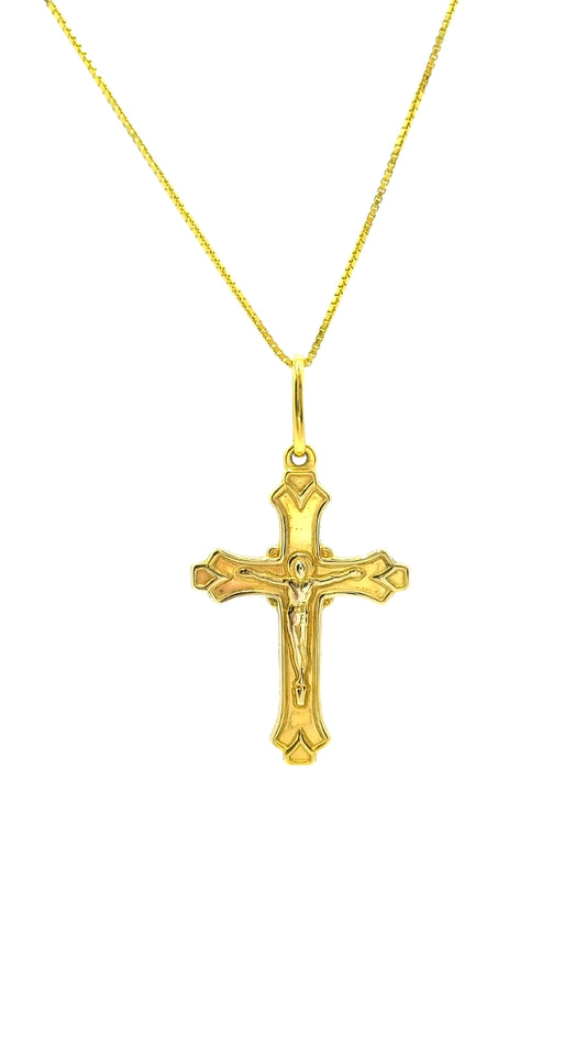 Gargantilha Crucifixo em Prata e Ouro