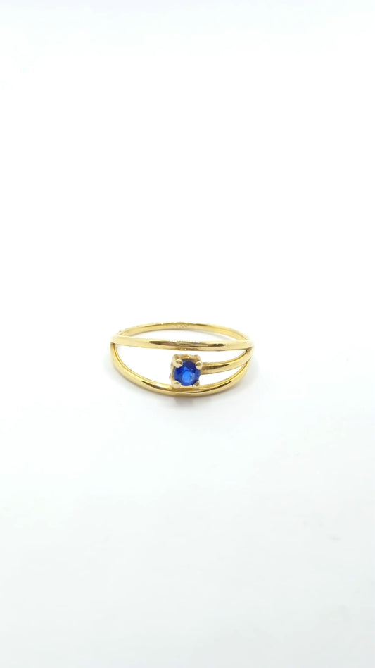Anel em Prata com Banho de Ouro e Cristal Colorido