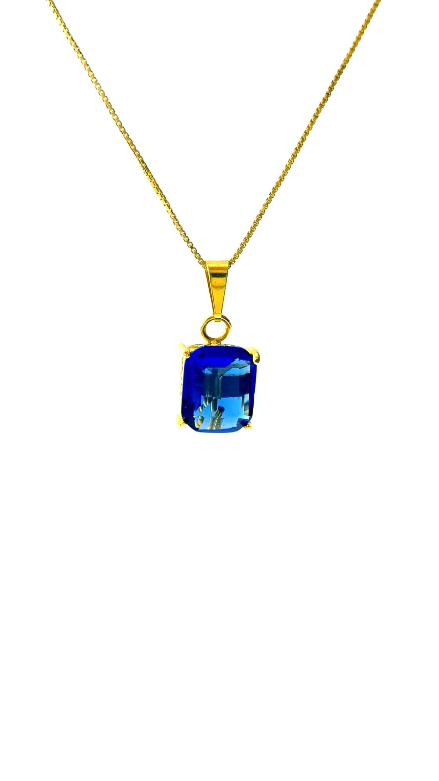 Gargantilha Cristal Quadrado em Prata e Ouro