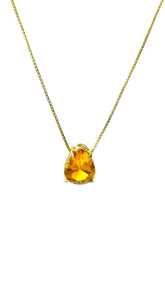 Gargantilha Pingo de Cristal em Prata e Ouro