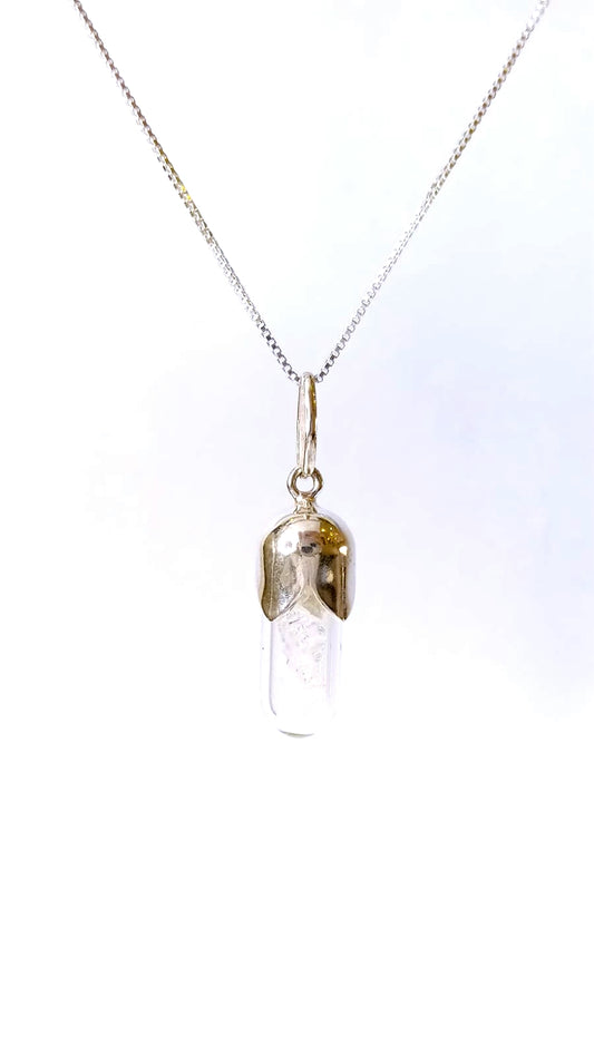 Gargantilha Cápsula de Cristal em Prata