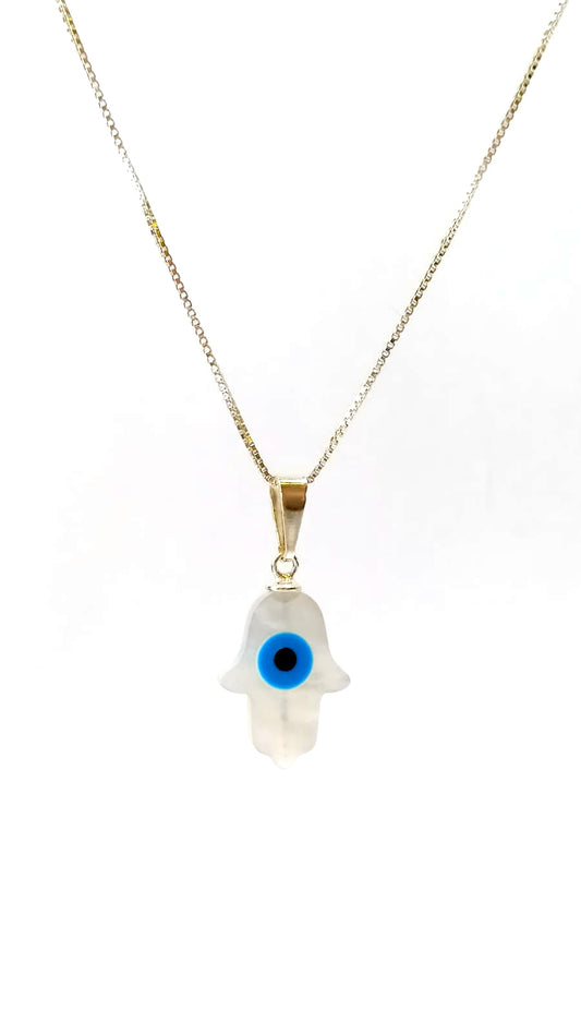 Gargantilha Hamsa em Prata