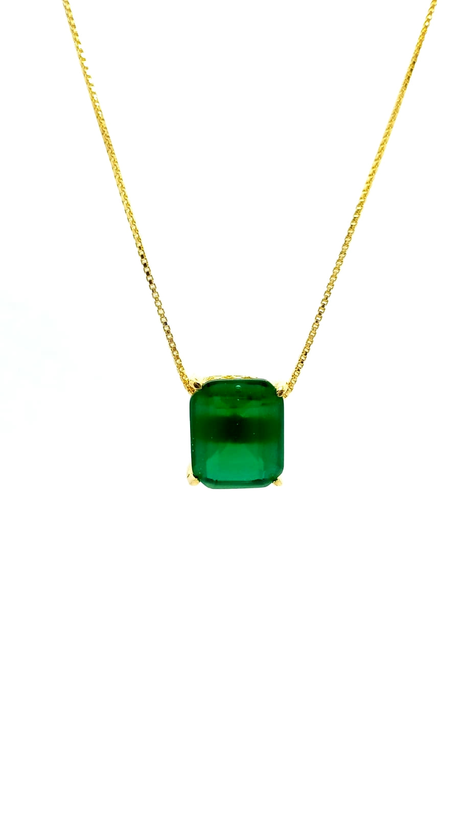 Gargantilha Cristal Quadrado em Prata e Ouro