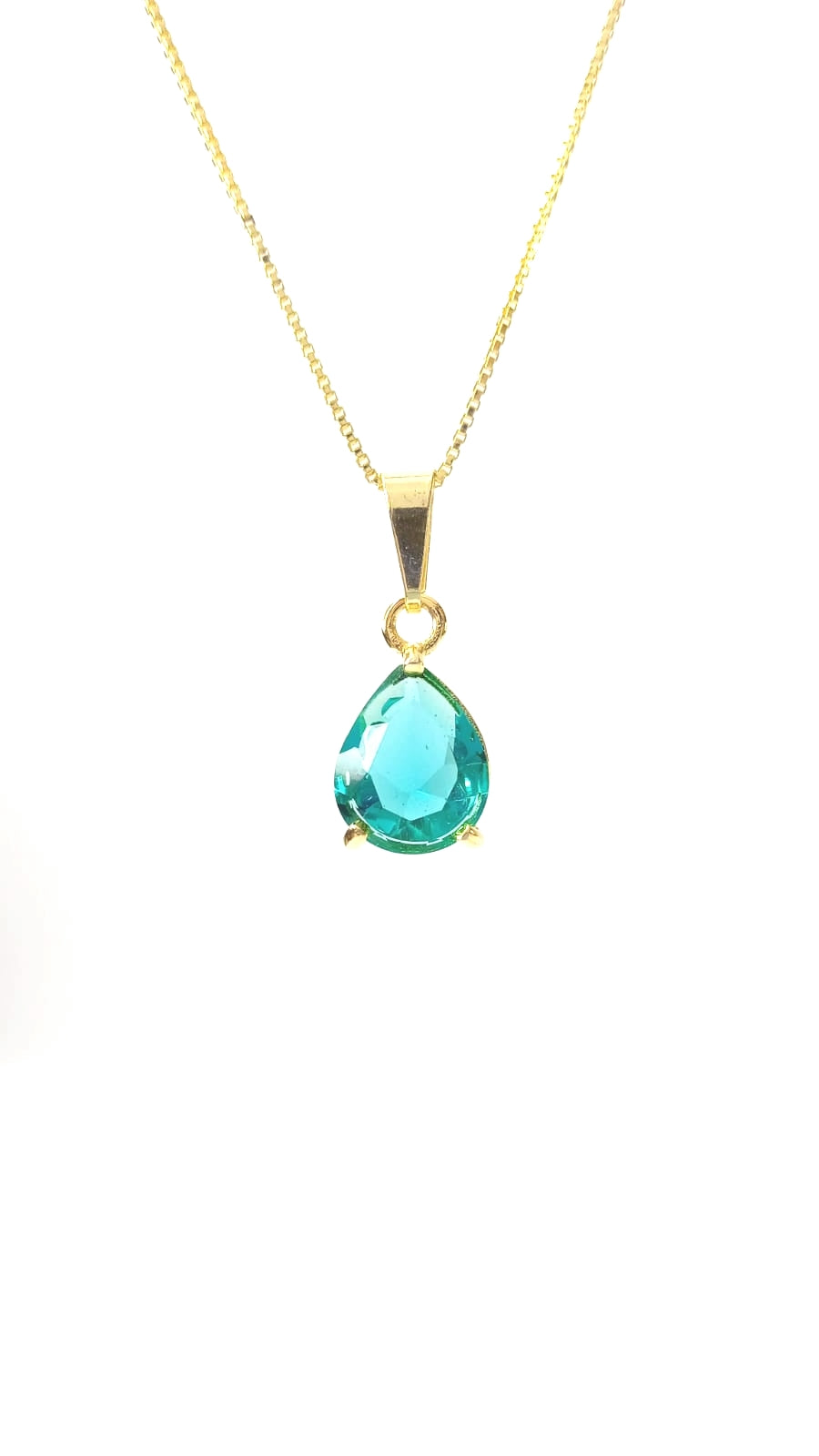 Gargantilha Pingo de Cristal em Prata e Ouro